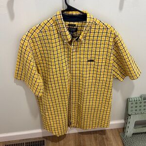 Chaps Men's Yellow and Blue Plaid Shirt